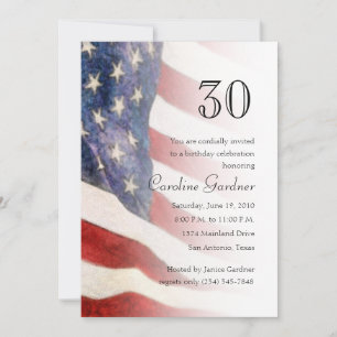Any Number Birthday Invitation American Flag