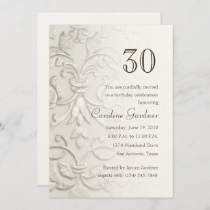 Any Number Birthday Invitation "Embossed" Damask