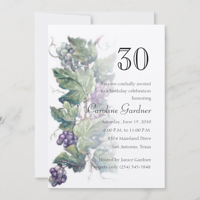 Any Number Birthday Invitation Grapevine (Front)