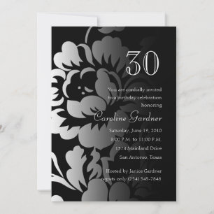 Any Number Birthday Invitation Rose Damask