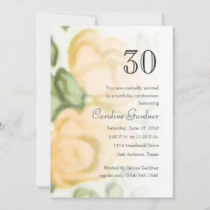 Any Number Birthday Invitation Yellow Roses