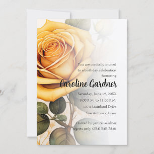 Any Number Birthday Invitation Yellow Roses