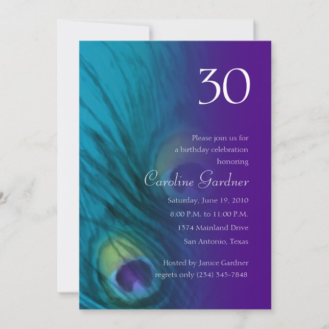 Any Number Birthday Peacock Fantasy Set 1110 Invitation (Front)