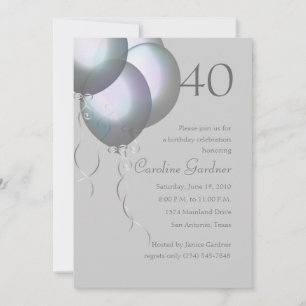 Any Number Birthday Silver Aurora Balloons Invitation