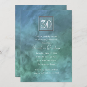 Any Number Blue Aqua Marble Birthday Invitation
