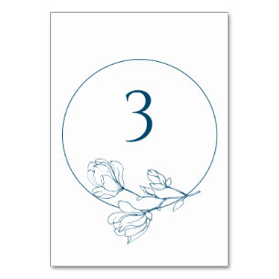 ANY NUMBER Floral Navy Blue Wedding Table Number