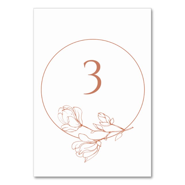 ANY NUMBER Floral Terracotta Wedding Table Number (Front)