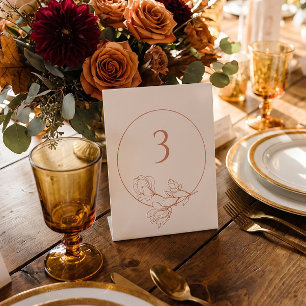 ANY NUMBER Floral Terracotta Wedding Table Number Pedestal Sign