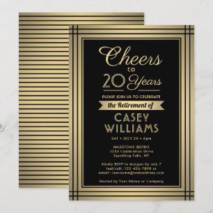 ANY Number Retirement Party Cheers Black and Gold Invitation