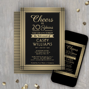 ANY Number Retirement Party Cheers Black and Gold Invitation