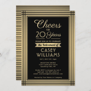 ANY Number Retirement Party Cheers Black and Gold Invitation