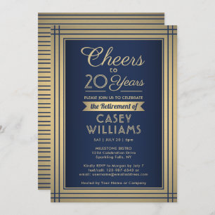 ANY Number Retirement Party Cheers Navy Blue Gold Invitation