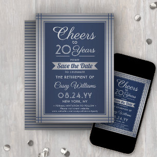 ANY Number Retirement Party Cheers Navy Blue Save The Date