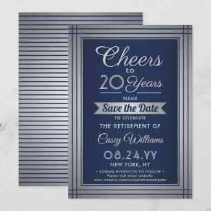 ANY Number Retirement Party Cheers Navy Blue Save The Date