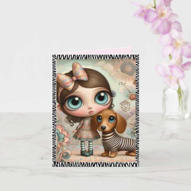 Any Occasion Dachshund Greeting Card (Orchid)