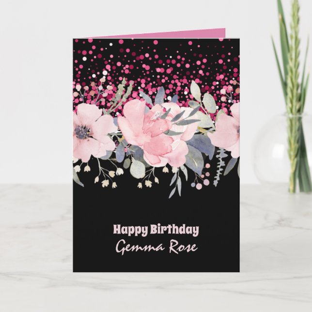 ANY OCCASION Girly Rosegold Pink Glitter Card (Front)