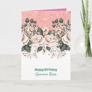 ANY OCCASION Girly Rosegold Pink Glitter Card