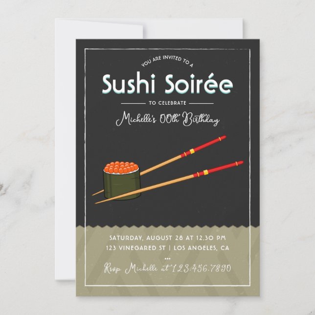 Any Occasion Modern Sushi Soirée Dinner Party Invitation (Front)