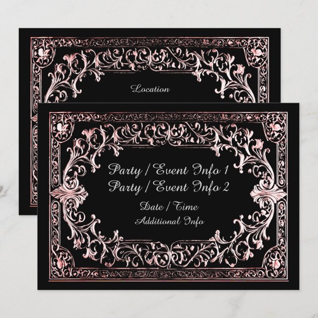 Any Occasion Rose Gold Frame Invitation (Front/Back)