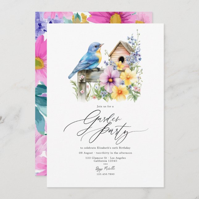 Any Occasion Spring Floral Garden Party Invitation (Front/Back)