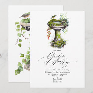 Any Occasion Watercolor Birds Elegant Garden Party Invitation