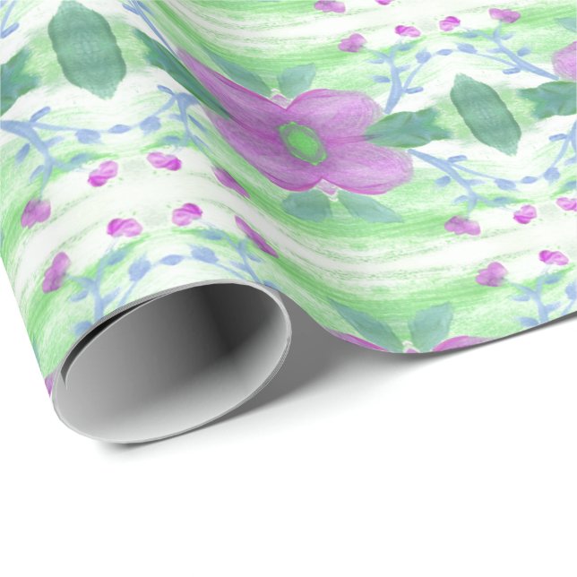 Any Occasion Wrapping Paper in Purple Floral Print (Roll Corner)