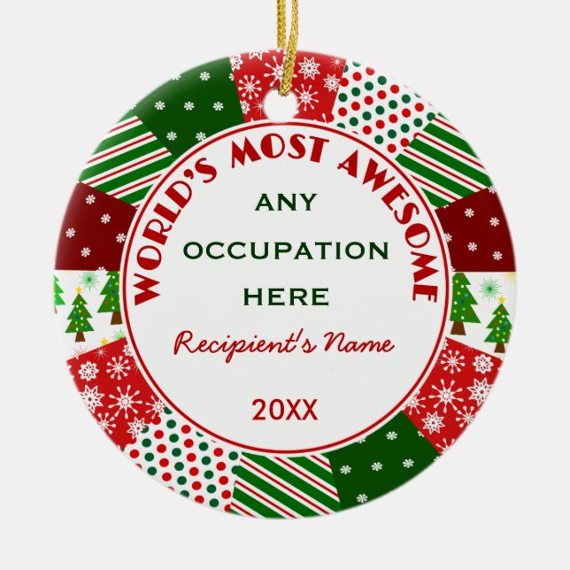 Any Occupation or Name Christmas gift Ceramic Tree Decoration (Front)