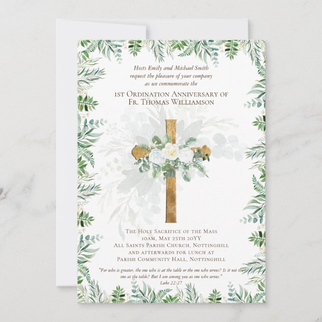 ANY Ordination Anniversary Invitation Rustic Wood (Front)