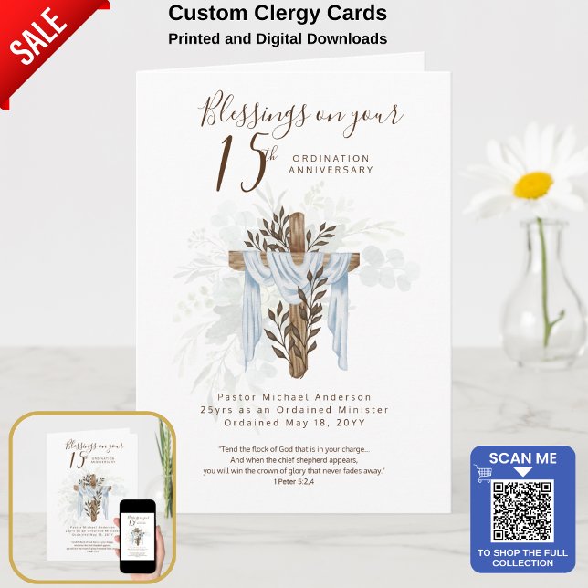 ANY ORDINATION ANNIVERSARY Priest Pastor Minister Card (Creator Uploaded)