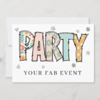* Any PARTY DIY Invite Doodle  Event Colourful