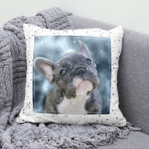 Any Photo Colour-Matching Snow Fall & Stars Patter Cushion