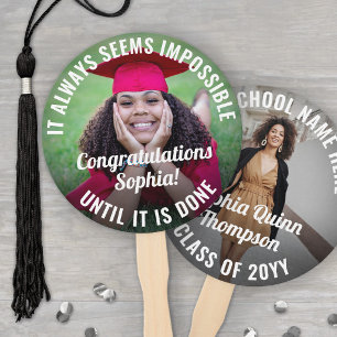 Any Quote 2 Photo Overlay Inspirational Graduation Hand Fan