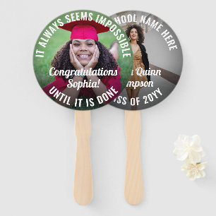 Any Quote 2 Photo Overlay Inspirational Graduation Hand Fan