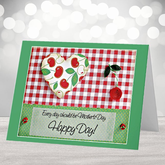 Any Recipient, Dimensional-Effect Quilled Cherry Holiday Card (Creator Uploaded)