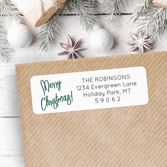 Any Script Green Brushed Christmas Return Address (Creator Uploaded)