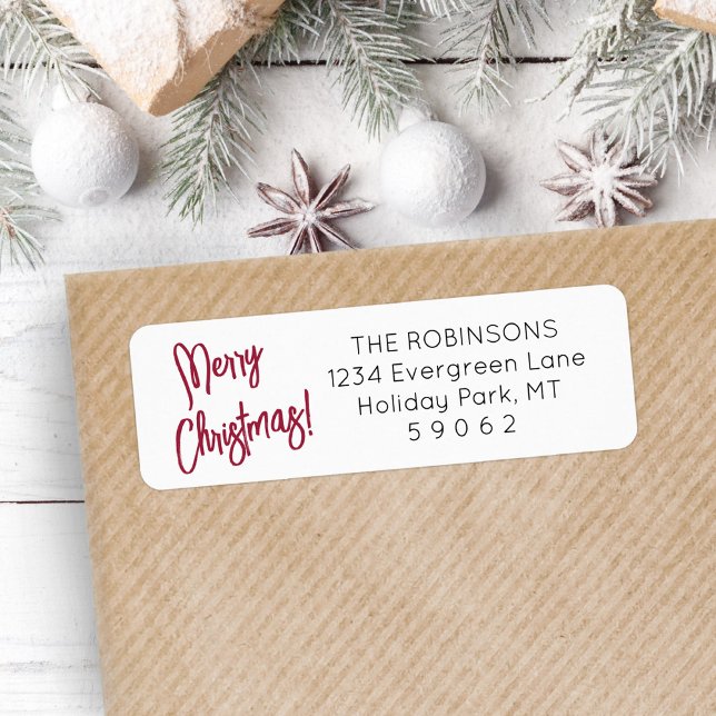 Any Script Red Brushed Christmas Return Address (Creator Uploaded)