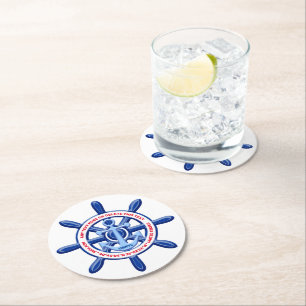 Any Sea Port, Ship, Country Customisable, Travel Round Paper Coaster