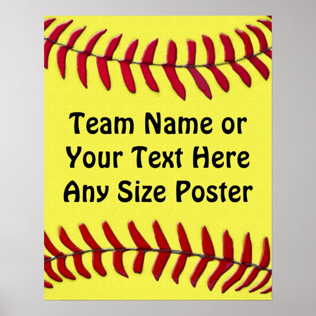 Any Size Personalised SOFTBALL Posters, YOUR TEXT Poster (Front)