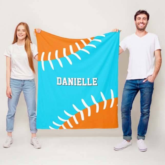 ANY team colors baseball softball athlete name Fleece Blanket (In Situ)