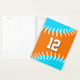 ANY team colors baseball softball w jersey number Planner