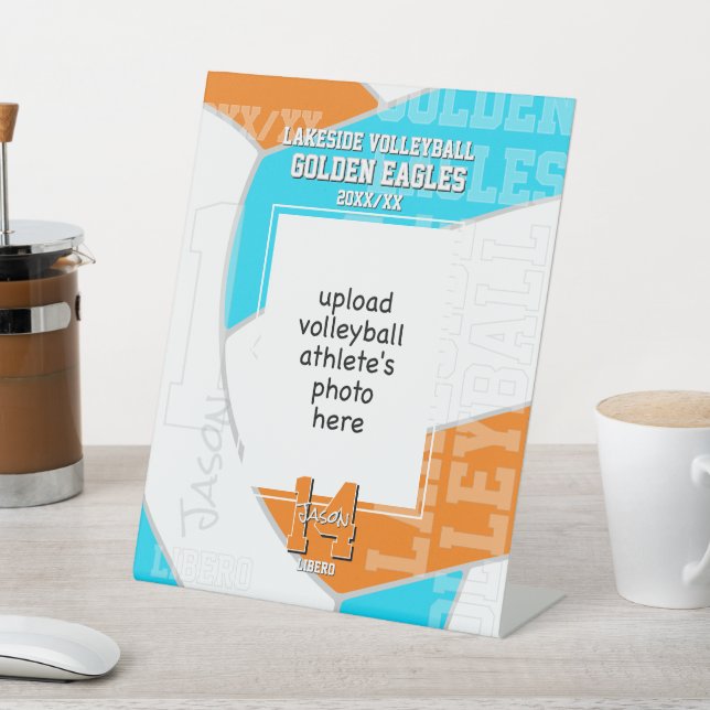 ANY team colors volleyball athlete photo Pedestal Sign (In SItu)