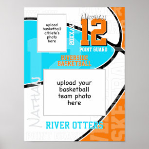 ANY team colours basketball team + athlete photo Poster