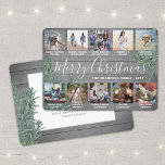 Any Text 10 Photo Collage & Captions Wood and Pine Holiday Card<br><div class="desc">Send stylish joyful greetings and share 10 of your favorite pictures with a custom photo collage holiday card. All text on this template is simple to customize to include any wording, such as Merry Christmas, Happy Holidays, Seasons Greetings, New Year Cheers etc. (IMAGE PLACEMENT TIP: An easy way to center...</div>
