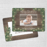 Any Text 1 Photo Rustic Wood Pine & String Lights Holiday Card<br><div class="desc">Send joyful greetings and share one of your favourite pictures with a stylish custom photo holiday card. All text on this template is simple to personalise to include any wording, such as Merry Christmas, Happy Holidays, Seasons Greetings, New Year Cheers etc. (IMAGE PLACEMENT TIP: An easy way to centre a...</div>