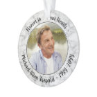 Any Text 2 Photo Memorial Elegant Faux Marble