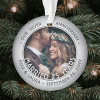 Any Text 2 Photo Silver 25th Wedding Anniversary