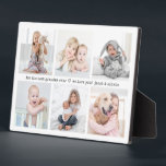 Any Text 6 Photo Collage Modern Minimal Keepsake Plaque<br><div class="desc">Give the gift of special memories with a simply elegant photo plaque with a collage of 6 favourite pictures. The template is set up as a "best grandma ever" gift, but is simple to personalise for any occasion. Create your own unique keepsake gift for any family member or friend, such...</div>