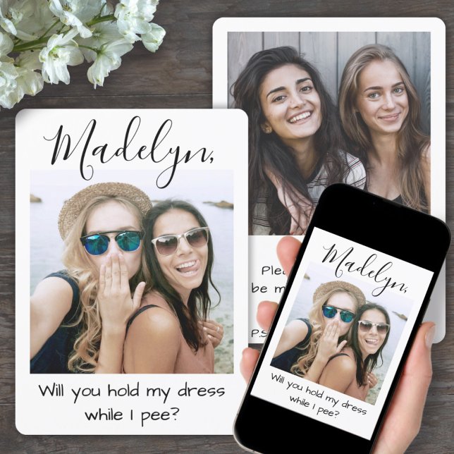 Any Text Bridesmaid / Maid of Honor Photo Proposal Invitation (Creator Uploaded)