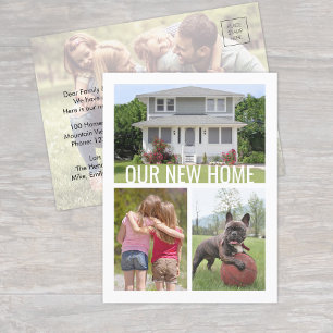 Any Text Change of Address 4 Photo Collage Moving Announcement Postcard