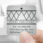 Any Text Christmas Faux Foil Return Address Label<br><div class="desc">Add an elegant finishing touch to holiday greeting cards, invitations, or gift baskets with these modern black, white and faux silver foil glossy return address labels / envelope seals. All text is simple to customise for either personal or corporate use. Personalise with family or business name, address, or other information....</div>
